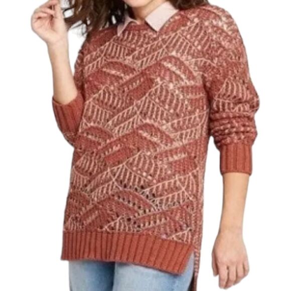 Universal Thread Open Knit Sweater NEW S Clay Pullover Crochet Asymmetric Rustic - Picture 8 of 16